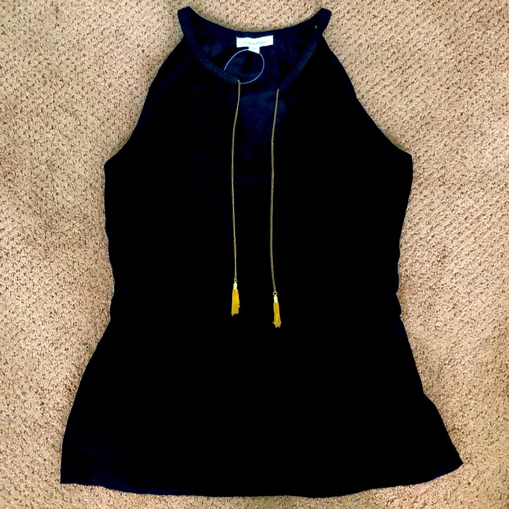 Calvin Klein Black Sleeveless Top with Gold Chain - Picture 2 of 4
